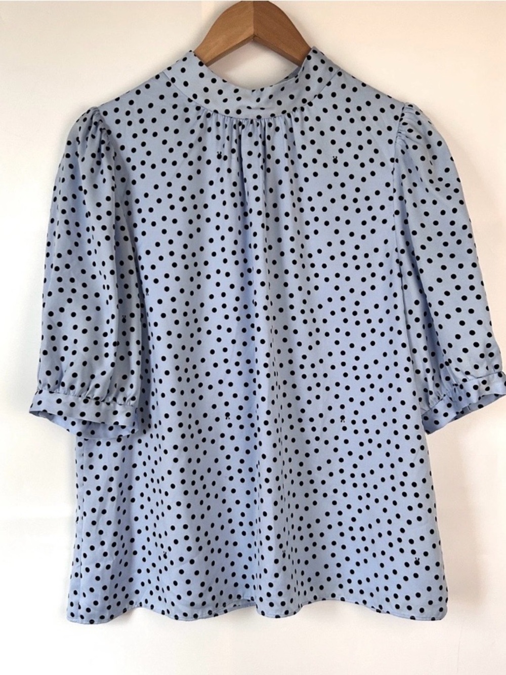 Ted Baker London Light Blue and Black Polka Dot Blouse